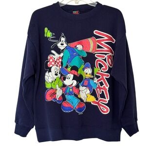Disney Mickey Mouse & Friends Graphic Sweatshirt Navy Blue Vintage 90s M/L